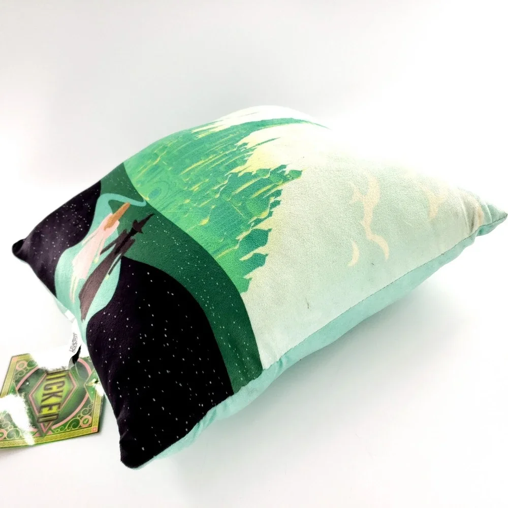 Wicked the Movie Emerald City Ahead Decorative Throw Pillow Soft w/ Tag STAINED